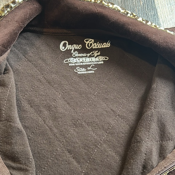 Onque Casuals Vintage Leopard Print Brown Velour Jacket Coat Women’s Size Large - Picture 10 of 10